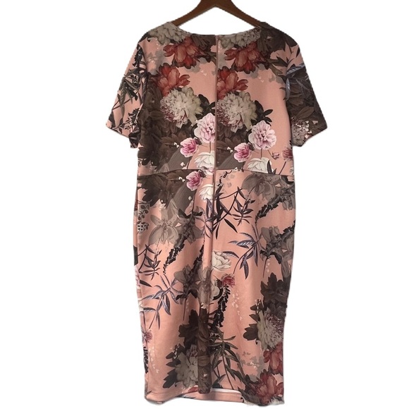 Asos Woman's sz 20 pink floral spring summer short sleeve bodycon dress casual - Picture 3 of 6